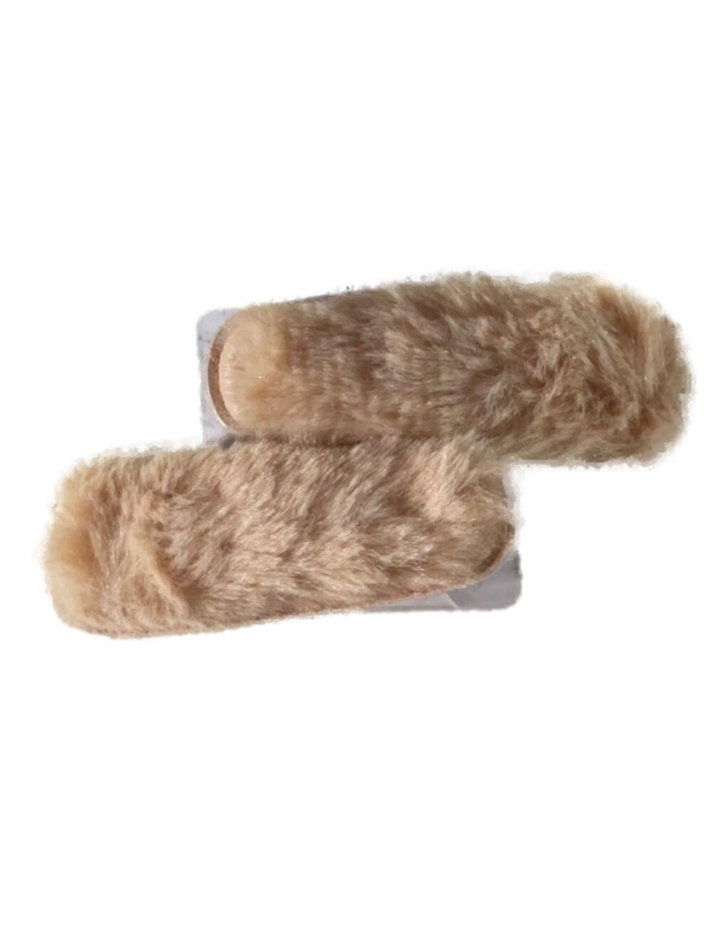 Carmel Color Furry Hair Clips Two